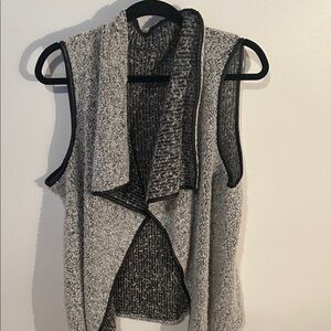 Gray Sleeveless Open Front Sweater Vest